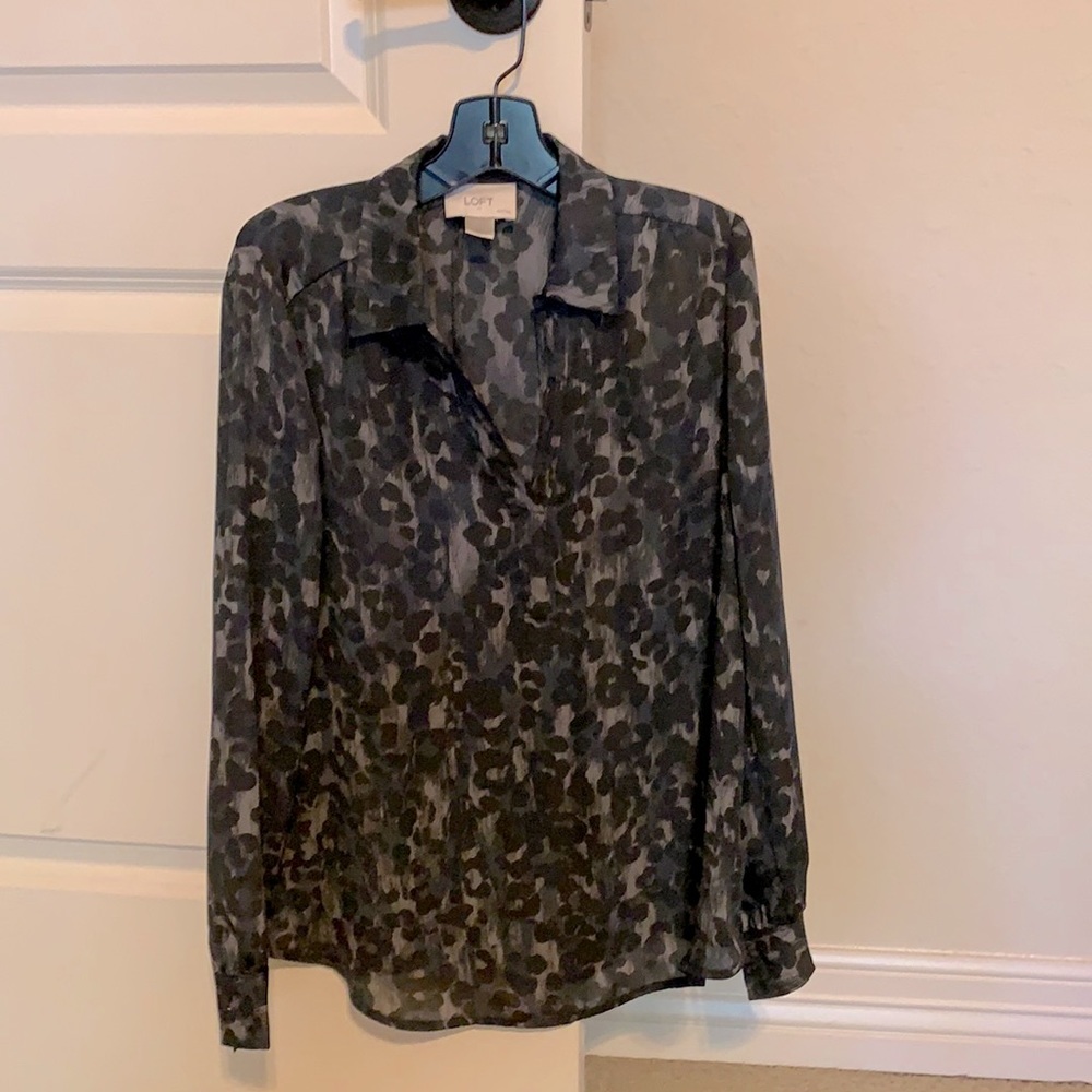 Loft blouse black and gray blouse